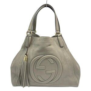 GUCCI Soho Cellarius Gray Beige Leather - Tote Bag 425-082925